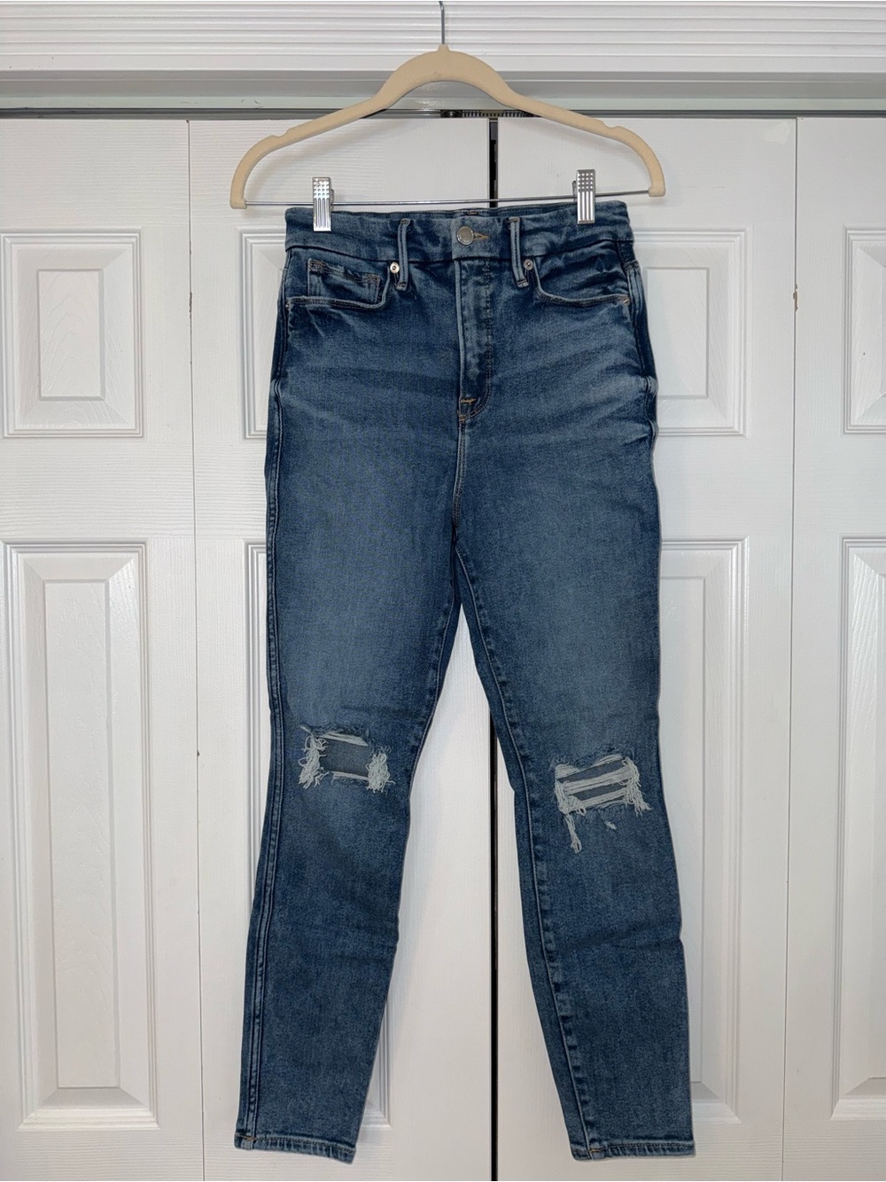 Good American Women’s Always Fits Good Legs Distressed Denim Skinny Jeans
